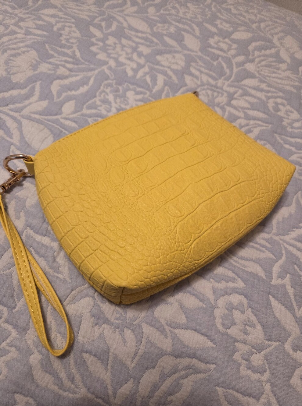 Yellow Summer Bright  Croc-Embossed Wristlet Clutch